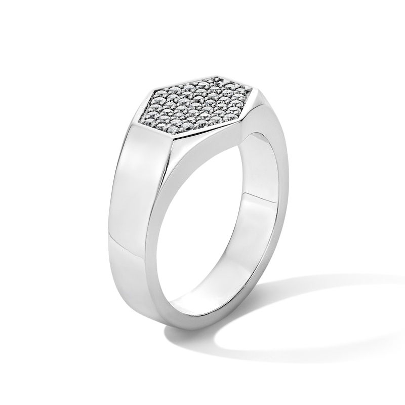 Main Image 3 of 1/2 CT. T.W. Lab-Grown Diamond Hexagon Signet Ring in Sterling Silver (F/VS2)