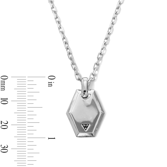 Black Diamond Accent Hexagon Pendant in Sterling Silver - 24.5"