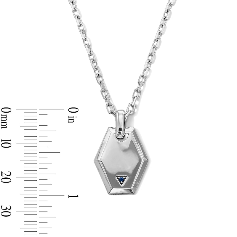 Main Image 3 of Black Diamond Accent Hexagon Pendant in Sterling Silver - 24.5"