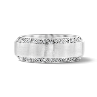 3/4 CT. T.W. Lab-Grown Diamond Satin Geometric Ring in Sterling Silver (F/VS2)