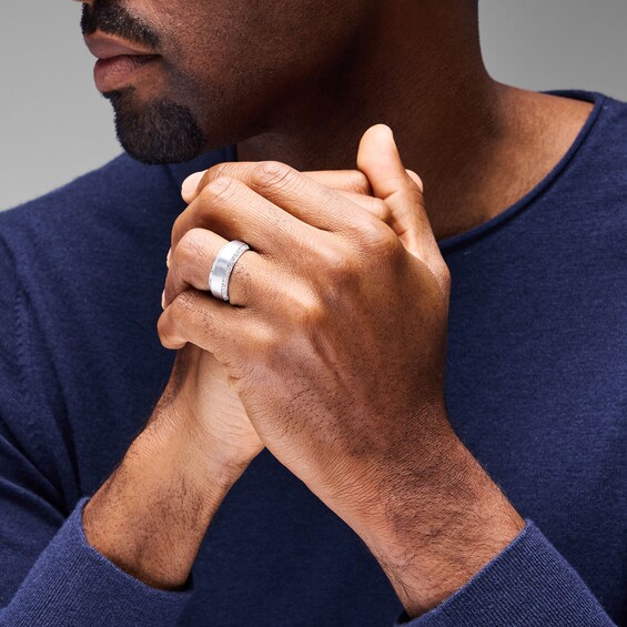 3/4 CT. T.w. Lab-Grown Diamond Satin Geometric Ring in Sterling Silver (F/Vs2)