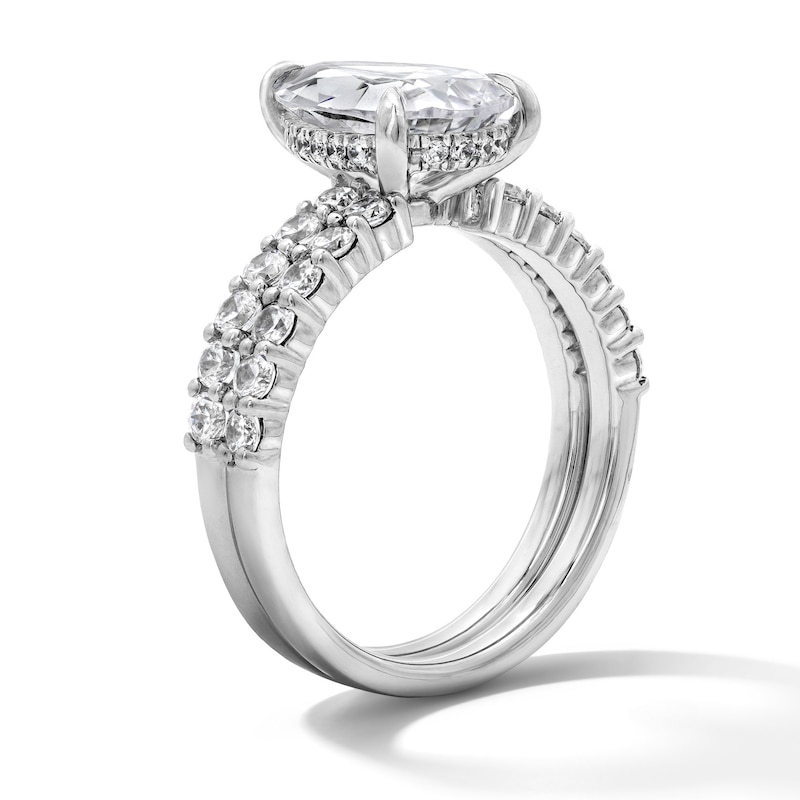 Main Image 5 of 4 CT. T.W. Pear-Shaped Lab-Grown Diamond Hidden Frame Bridal Set in 14K White Gold (F/VS2)