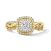 Thumbnail Image 1 of 5/8 CT. T.W. Round Lab-Grown Diamond Cushion Frame Twist Shank Bridal Set in 14K Yellow Gold (F/VS2)