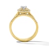 Thumbnail Image 3 of 5/8 CT. T.W. Round Lab-Grown Diamond Cushion Frame Twist Shank Bridal Set in 14K Yellow Gold (F/VS2)
