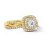 Thumbnail Image 4 of 5/8 CT. T.W. Round Lab-Grown Diamond Cushion Frame Twist Shank Bridal Set in 14K Yellow Gold (F/VS2)