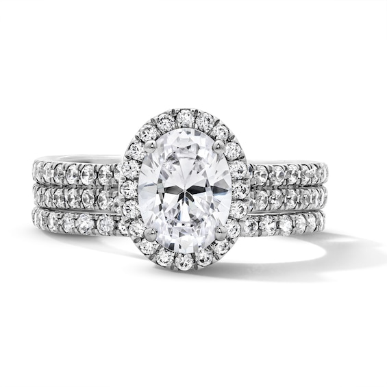 2 Ct.t.w. Oval-Cut Lab-Grown Diamond Frame Bridal Set in 14K White Gold (F/Vs2)
