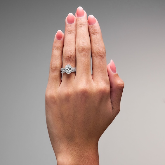 2 Ct.t.w. Oval-Cut Lab-Grown Diamond Frame Bridal Set in 14K White Gold (F/Vs2)