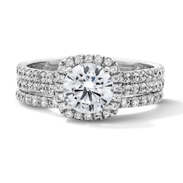 2 CT. T.W. Round Lab-Grown Diamond Cushion Frame Bridal Set in 14K White Gold (F/VS2)