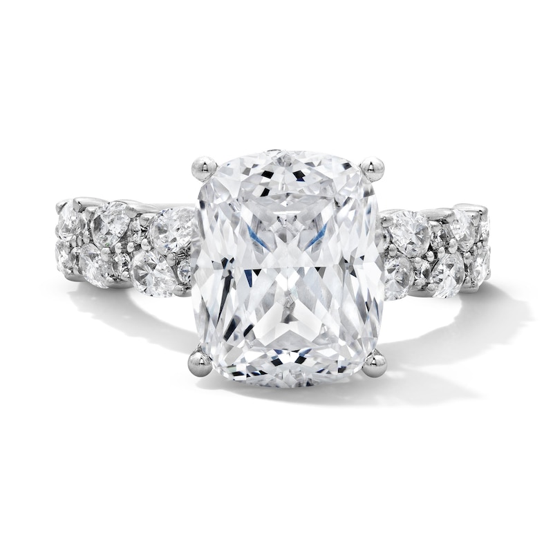 Main Image 1 of 4 4/5 CT. T.W. Elongated Cushion-Cut Lab-Grown Diamond Hidden Frame Engagement Ring in 14K White Gold (F/VS2)