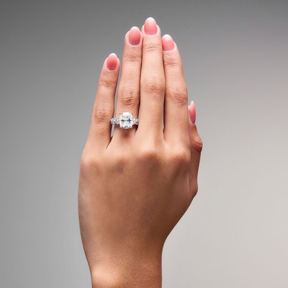 4 4/5 CT. T.w. Elongated Cushion-Cut Lab-Grown Diamond Hidden Frame Engagement Ring in 14K White Gold (F/Vs2)