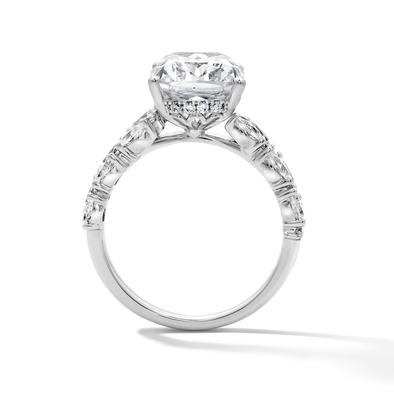 Main Image 3 of 4 4/5 CT. T.W. Elongated Cushion-Cut Lab-Grown Diamond Hidden Frame Engagement Ring in 14K White Gold (F/VS2)