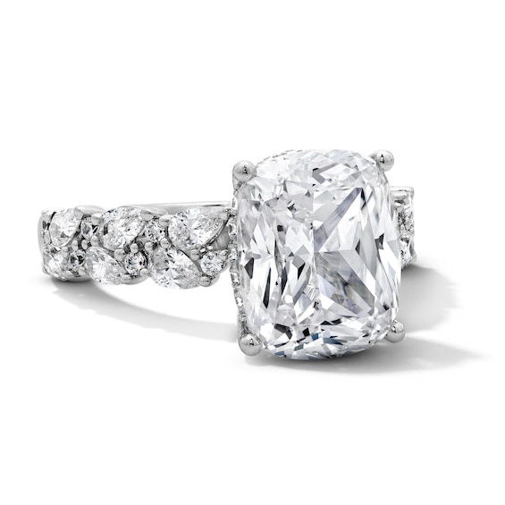 4 4/5 CT. T.w. Elongated Cushion-Cut Lab-Grown Diamond Hidden Frame Engagement Ring in 14K White Gold (F/Vs2)