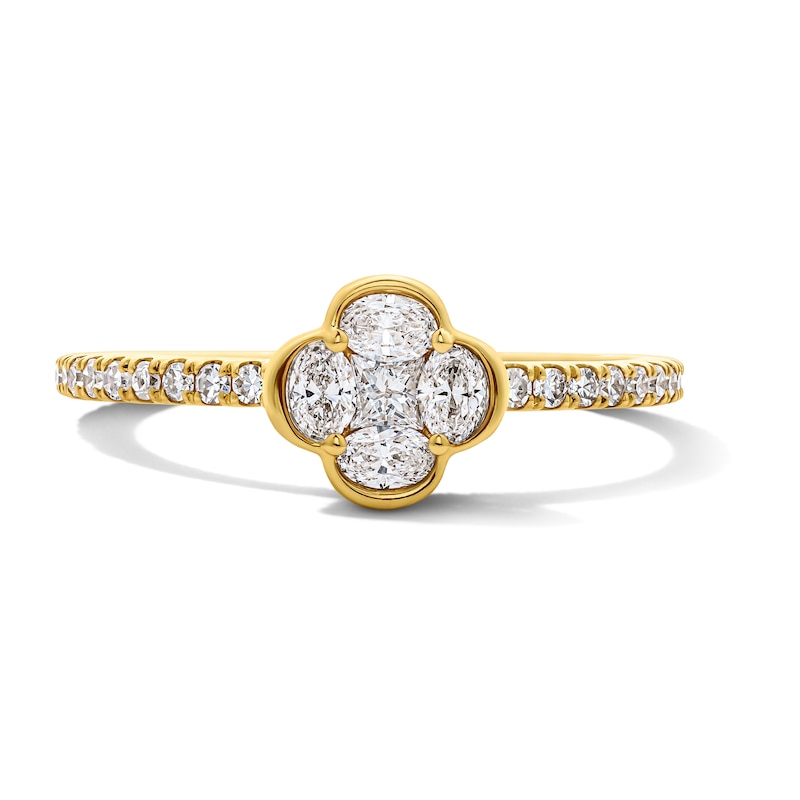 Main Image 1 of 3/8 CT. T.W. Princess-Cut and Oval Lab-Grown Diamond Clover Ring in 10K Gold (F/VS2)