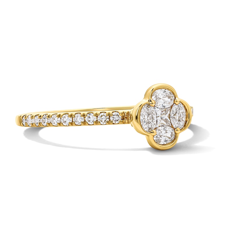 Main Image 2 of 3/8 CT. T.W. Princess-Cut and Oval Lab-Grown Diamond Clover Ring in 10K Gold (F/VS2)