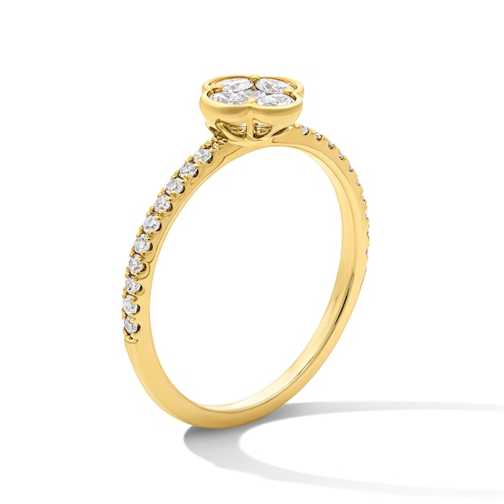 3/8 CT. T.w. Princess-Cut and Oval Lab-Grown Diamond Clover Ring in 10K Gold (F/Vs2)