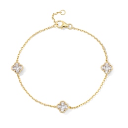 3/4 CT. T.W. Princess-Cut and Oval Lab-Grown Diamond Clover Bracelet in 10K Gold (F/VS2)