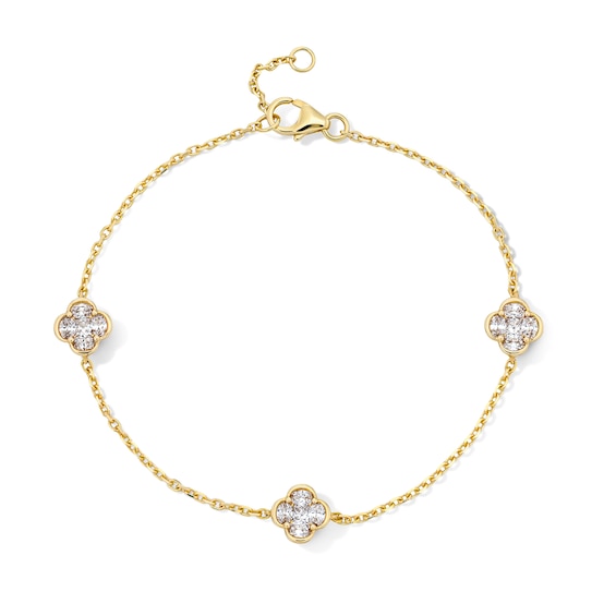 3/4 CT. T.w. Princess-Cut and Oval Lab-Grown Diamond Clover Bracelet in 10K Gold (F/Vs2)