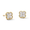 Thumbnail Image 1 of 1/2 CT. T.W. Princess-Cut and Oval Lab-Grown Diamond Clover Stud Earrings in 10K Gold (F/VS2)