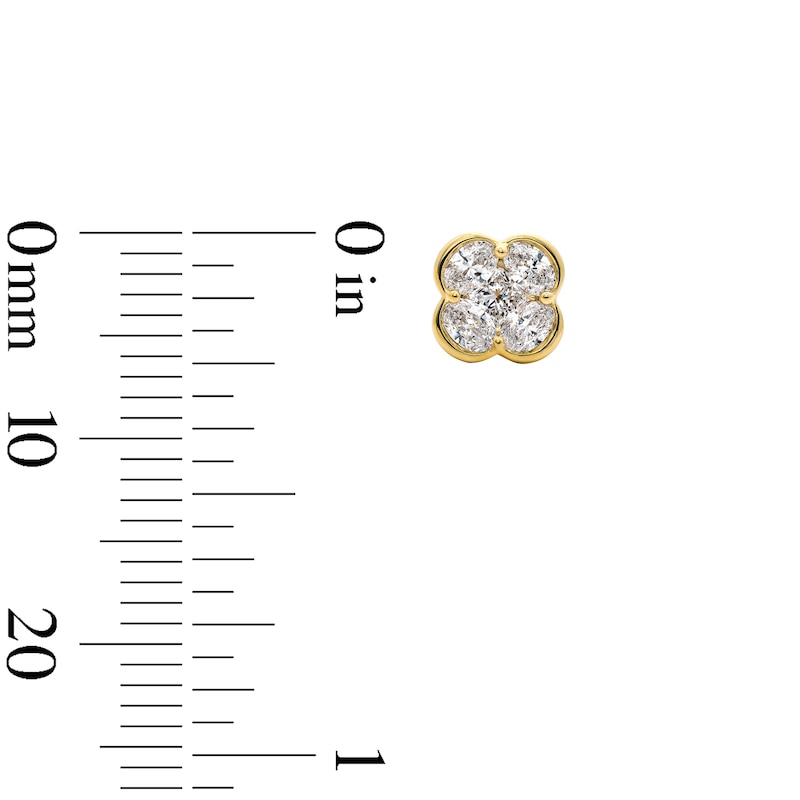 Main Image 2 of 1/2 CT. T.W. Princess-Cut and Oval Lab-Grown Diamond Clover Stud Earrings in 10K Gold (F/VS2)