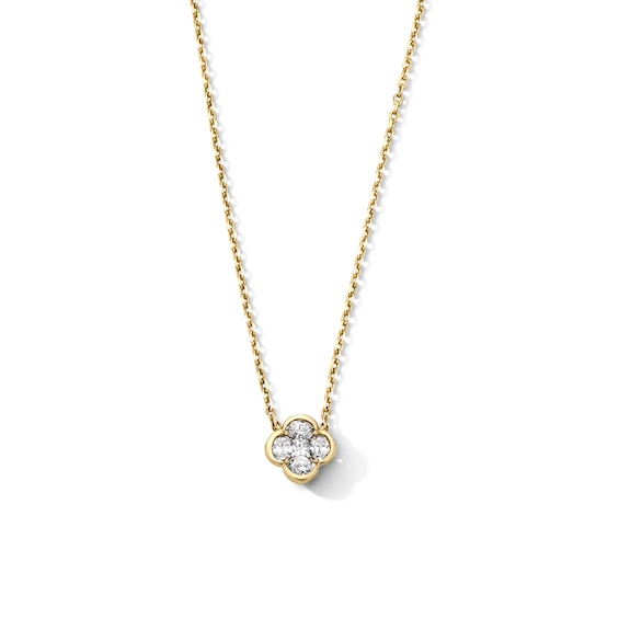 1/2 CT. T.w. Princess-Cut and Oval Lab-Grown Diamond Clover Necklace in 10K Gold (F/Vs2) - 18"