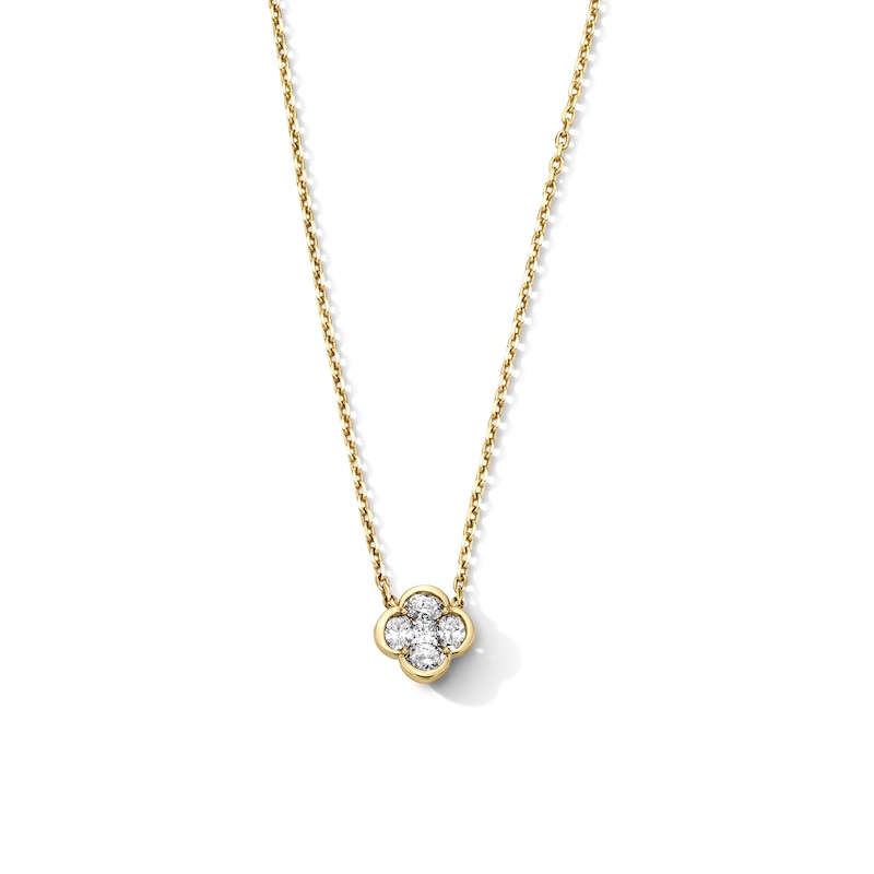 Main Image 1 of 1/2 CT. T.W. Princess-Cut and Oval Lab-Grown Diamond Clover Necklace in 10K Gold (F/VS2) - 18"