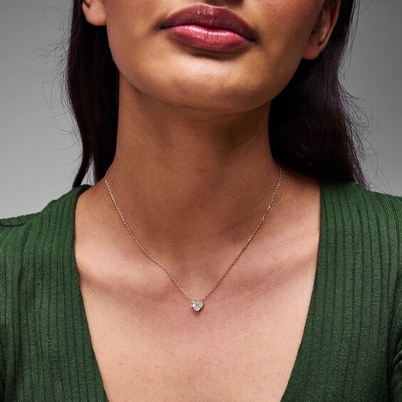 1/2 CT. T.w. Princess-Cut and Oval Lab-Grown Diamond Clover Necklace in 10K Gold (F/Vs2) - 18"