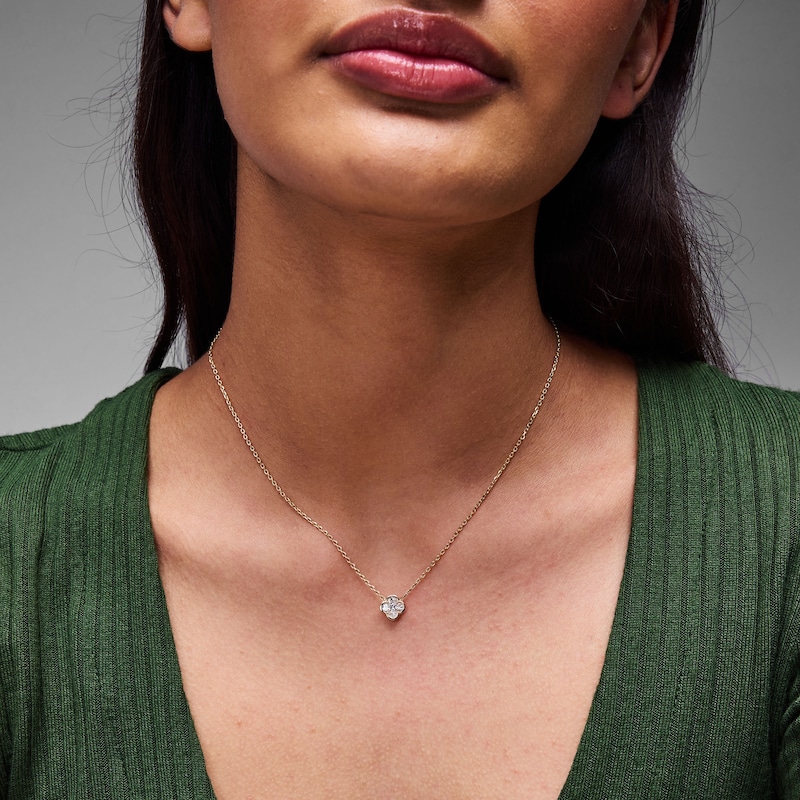 Main Image 2 of 1/2 CT. T.W. Princess-Cut and Oval Lab-Grown Diamond Clover Necklace in 10K Gold (F/VS2) - 18"