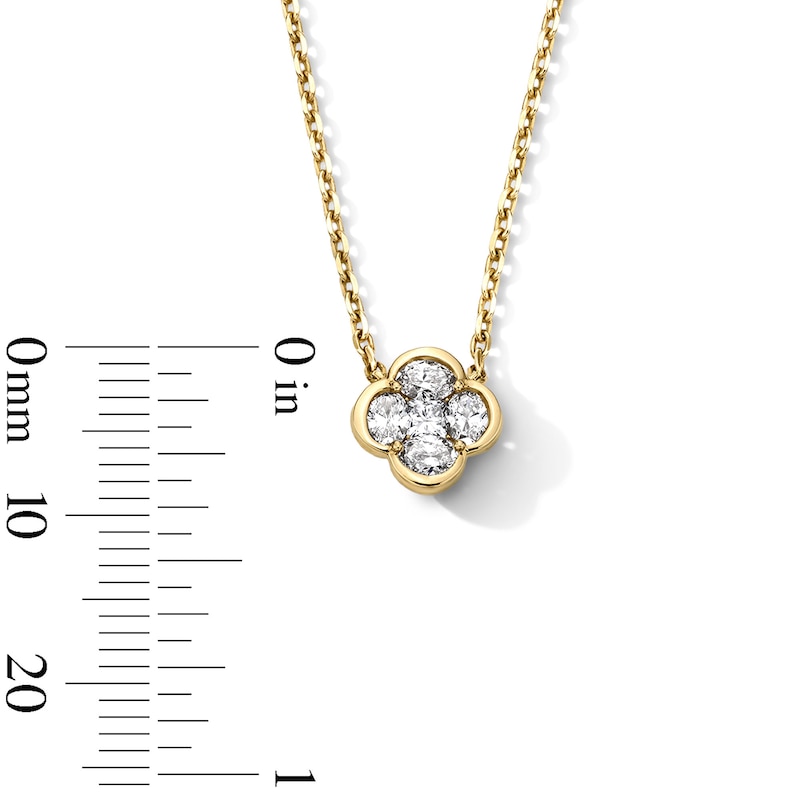 Main Image 4 of 1/2 CT. T.W. Princess-Cut and Oval Lab-Grown Diamond Clover Necklace in 10K Gold (F/VS2) - 18"