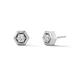 1/4 CT. T.W. Lab-Grown Diamond Solitaire Hexagon Stud Earrings in Sterling Silver (F/VS2)
