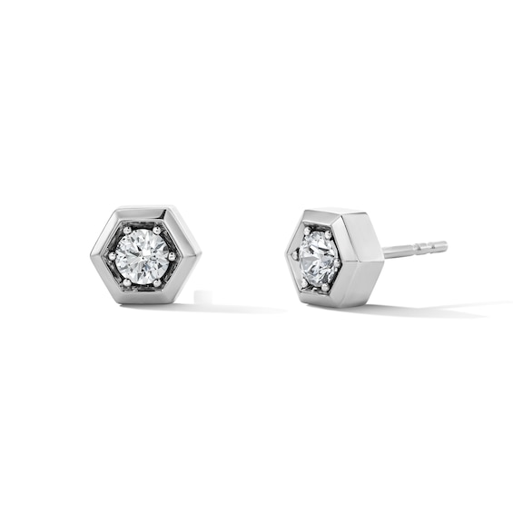 1/4 CT. T.w. Lab-Grown Diamond Solitaire Hexagon Stud Earrings in Sterling Silver (F/Vs2)