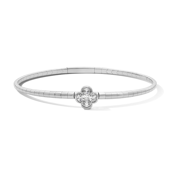 1/2 CT. T.w. Lab-Grown Diamond Clover Cluster Flex Bangle Bracelet in Sterling Silver (F/Vs2)
