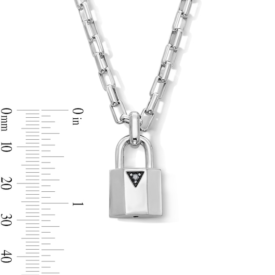 Black Diamond Accent Lock Pendant in Sterling Silver - 22.5"