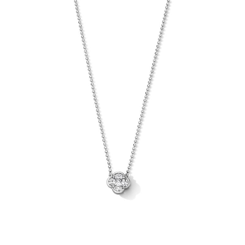 Main Image 1 of 1/4 CT. T.W. Princess-Cut and Oval Lab-Grown Diamond Clover Necklace in Sterling Silver (F/VS2) - 18"