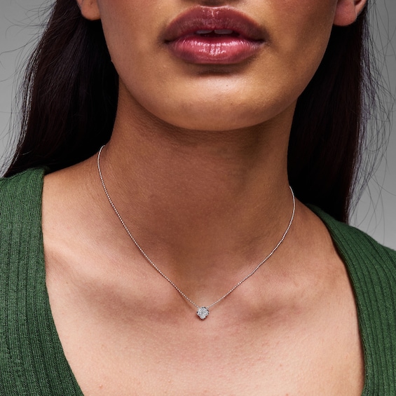 1/4 CT. T.w. Princess-Cut and Oval Lab-Grown Diamond Clover Necklace in Sterling Silver (F/Vs2) - 18"