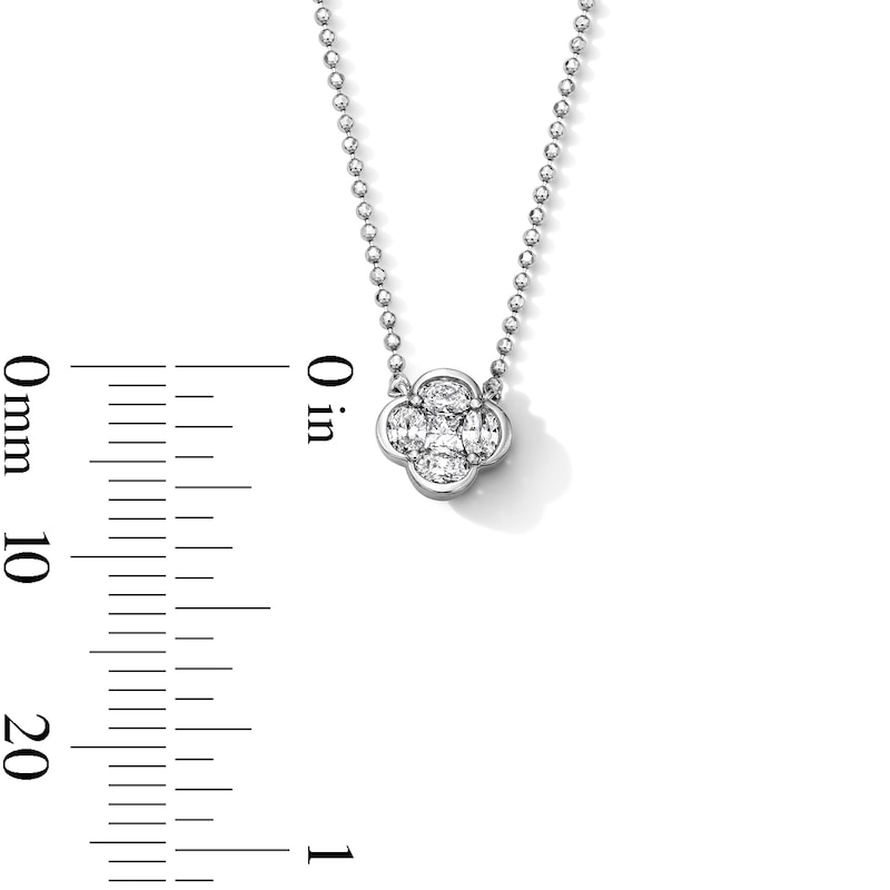 Main Image 3 of 1/4 CT. T.W. Princess-Cut and Oval Lab-Grown Diamond Clover Necklace in Sterling Silver (F/VS2) - 18"