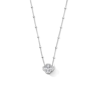 1/2 CT. T.W. Princess-Cut and Oval Lab-Grown Diamond Clover Necklace in Sterling Silver (F/VS2) - 18"