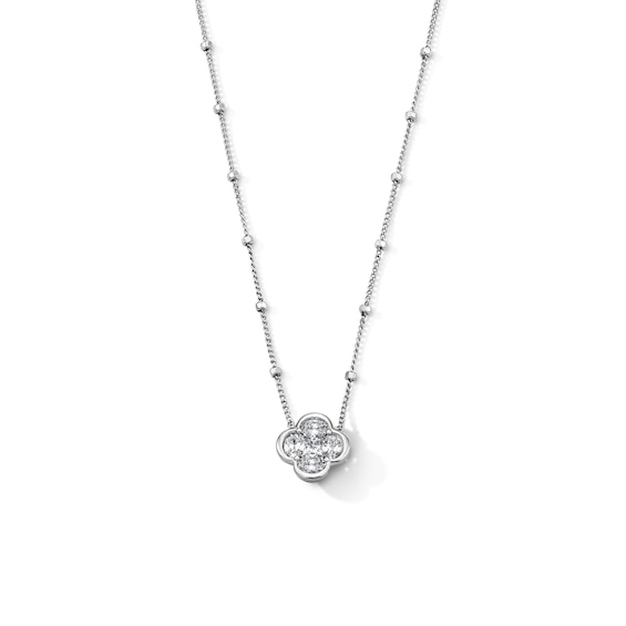 1/2 CT. T.w. Princess-Cut and Oval Lab-Grown Diamond Clover Necklace in Sterling Silver (F/Vs2) - 18"