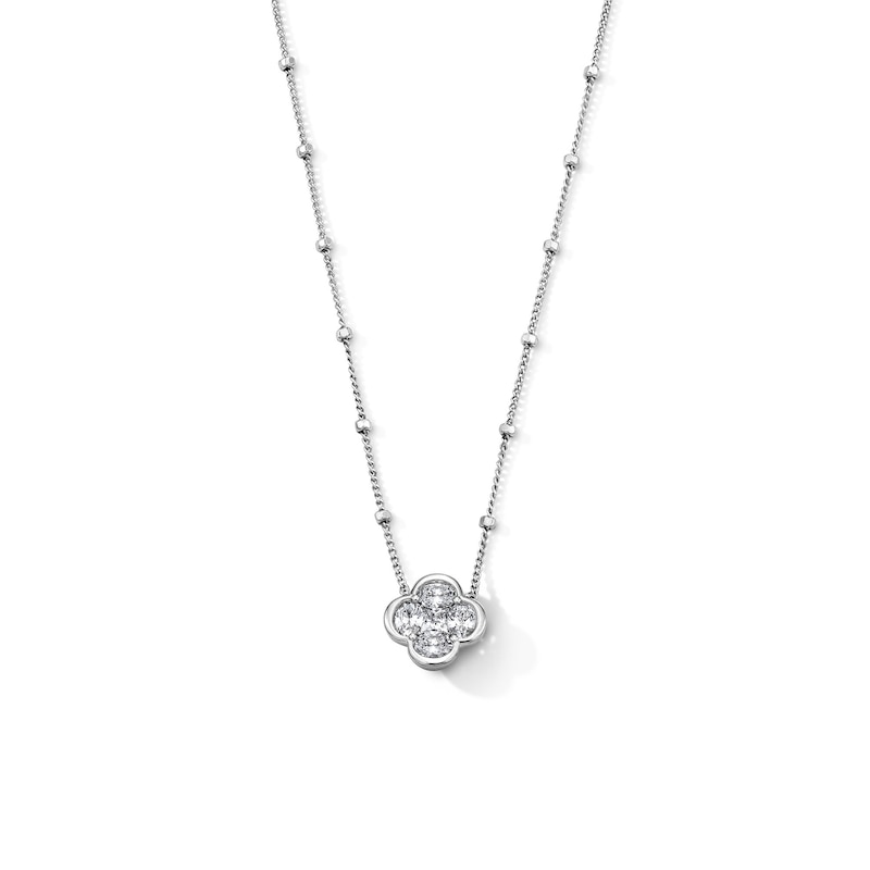 Main Image 1 of 1/2 CT. T.W. Princess-Cut and Oval Lab-Grown Diamond Clover Necklace in Sterling Silver (F/VS2) - 18"