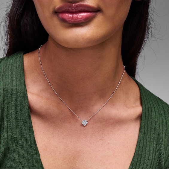 1/2 CT. T.w. Princess-Cut and Oval Lab-Grown Diamond Clover Necklace in Sterling Silver (F/Vs2) - 18"