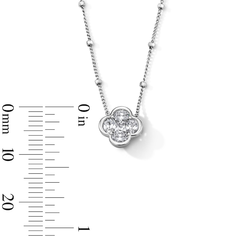 Main Image 4 of 1/2 CT. T.W. Princess-Cut and Oval Lab-Grown Diamond Clover Necklace in Sterling Silver (F/VS2) - 18"