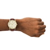 Thumbnail Image 2 of Men's Emporio Armani Gold-Tone IP Watch with Cream Dial and Brown Leather Strap (Model: AR11610)