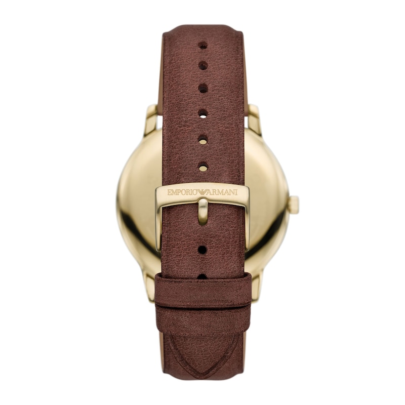 Main Image 5 of Men's Emporio Armani Gold-Tone IP Watch with Cream Dial and Brown Leather Strap (Model: AR11610)