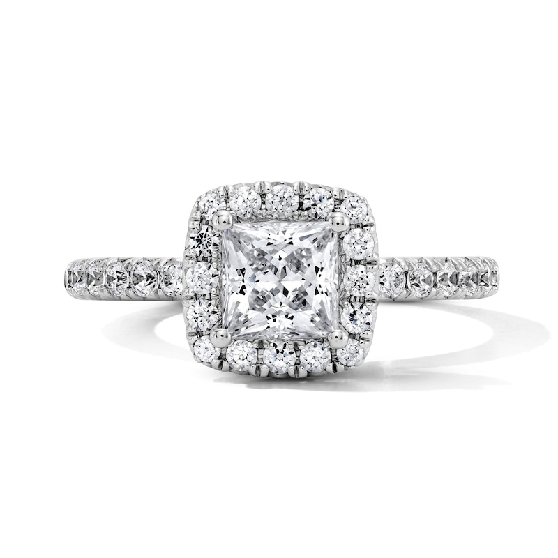 Main Image 1 of Classic Everlasting 1-1/2 CT. T.W. Princess-Cut Certified Diamond Frame Engagement Ring in 14K White Gold (G/I1)