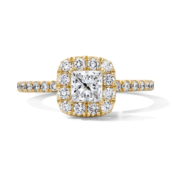 1 CT. T.W Princess-Cut Certified Lab-Grown Diamond Halo Engagement Ring in 14K Gold (F/Vs2)