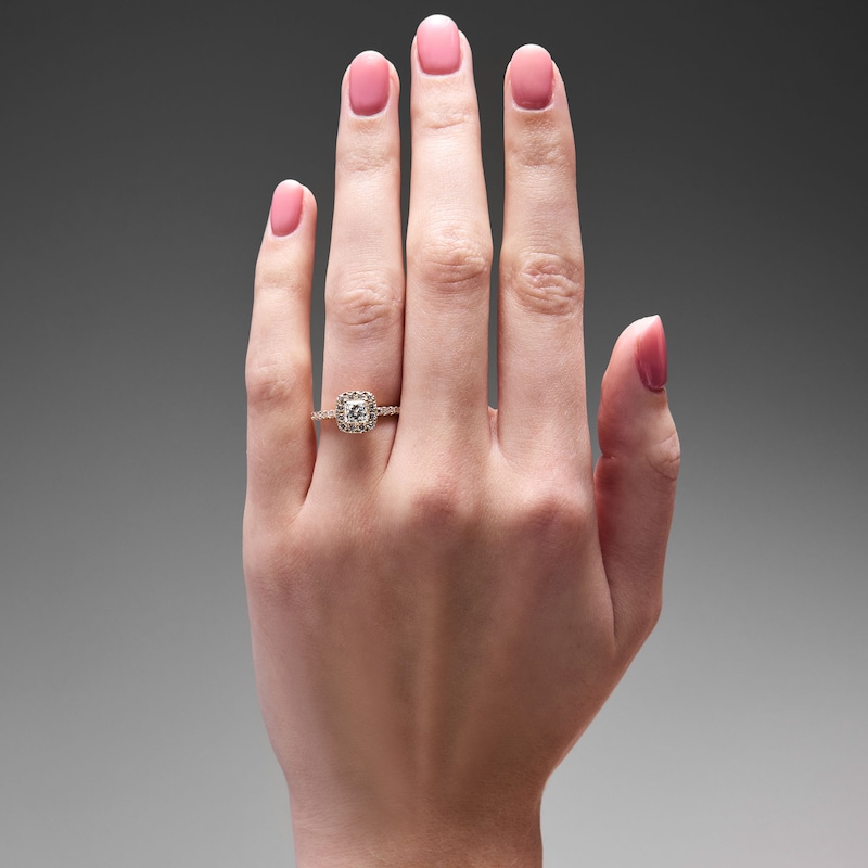 Main Image 2 of Classic Everlasting 1 CT. T.W Princess-Cut Certified Lab-Grown Diamond Frame Engagement Ring in 14K Gold (F/VS2)