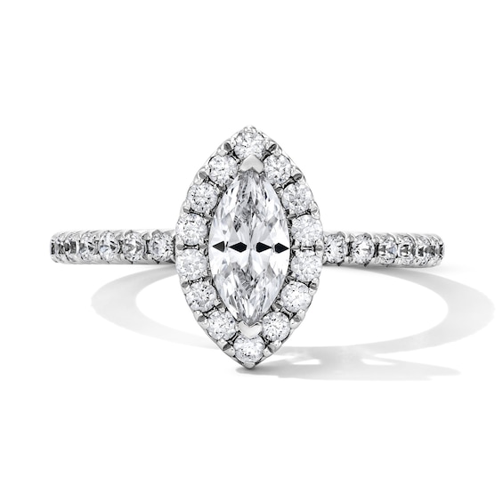 1 CT. T.w. Marquise-Cut Certified Lab-Grown Diamond Halo Engagement Ring in 14K White Gold (F/Vs2)