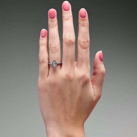 1 CT. T.w. Marquise-Cut Certified Lab-Grown Diamond Halo Engagement Ring in 14K White Gold (F/Vs2)