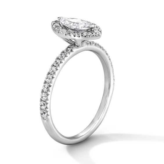 1 CT. T.w. Marquise-Cut Certified Lab-Grown Diamond Halo Engagement Ring in 14K White Gold (F/Vs2)