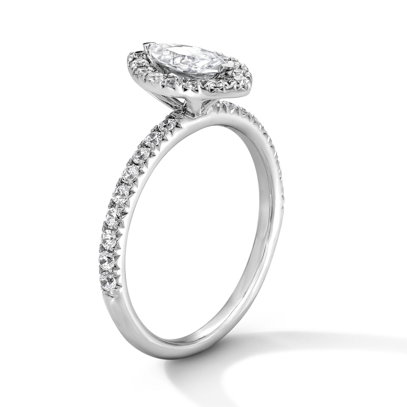 Main Image 5 of Classic Everlasting 1 CT. T.W. Marquise-Cut Certified Lab-Grown Diamond Frame Engagement Ring in 14K White Gold (F/VS2)