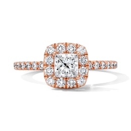 1 CT. T.W Princess-Cut Certified Lab-Grown Diamond Halo Engagement Ring in 14K Rose Gold (F/VS2)